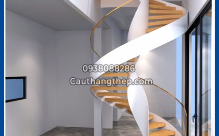 Thi công cầu thang xoắn ốc căn hộ Duplex tại TP HCM