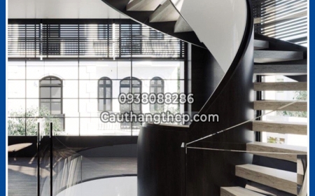 Mẫu cầu thang xoắn đẹp cho căn hộ duplex tại TP.HCM